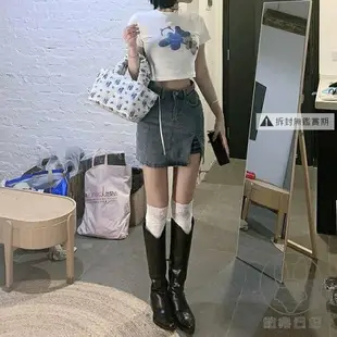 中高筒過膝蕾絲襪女豎紋襪配馬丁靴子襪【倪醬小鋪】