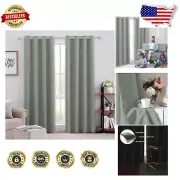 Thermal Insulated Greyish Green Blackout Curtains – Room Darkening 2-Pack
