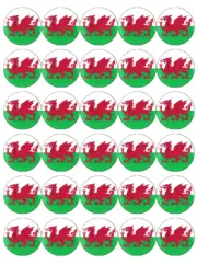 30x Wales Flag Welsh Cupcake Toppers Edible Wafer Paper Fairy Cake Toppers