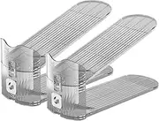 GIUNJOE Shoe Slot Organizer 2 Pack Clear Shoe Stackers Organizers for Closet Space Saver Holder Shelf Organizador De Zapatos
