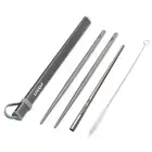 Lixada Camping Cutlery Set Titanium Chopsticks Drinking Straw Cleaning
