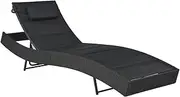 Sun Lounger, Outdoor Sun Lounge Patio Chaise Lounge Reclining Chair Recliner Chair Sun Lounger Poly Rattan and Textilene Black