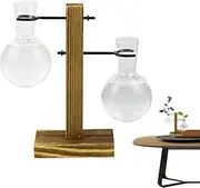 Water Propagation Station | Propagate Plant Holder Test Tube Hydroponic Rack with Wooden Stand | Flower Rack Vase Jars, Hydroponic Container for Home Offices Decors
