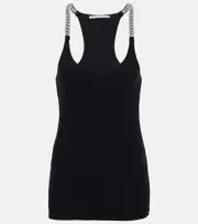 [Stella McCartney] Stella McCartney Cotton-blend tank top AU 6 black