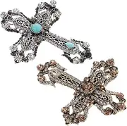 [BESPORTBLE] 2pcs Vintage Cross Brooch Pins Retro Decorative Lapel Pins for Scarf Shawl Backpack Accessories Elegant Brooches Antique