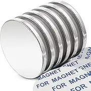Super Strong Neodymium Disc Magnets With Double-Sided Adhesive, Powerful Permanent Rare Earth Magnets for Fridge, DIY, Building, Scientific, Craft, and Office, 1.26 Inch D x 1/8 Inch H - 6 Packs