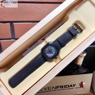 高端 SevenFriday-七個星期五空氣動力學得翼標誌男款手錶金屬盤形牛皮錶帶男錶休閒手錶腕錶生活