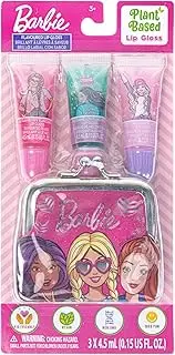 Townley Girl Barbie Coin Purse and Plant-Based Lip Gloss Set, Cute Pouch Wallet Small Money Bag Toy, Ages 3 and Up
