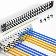Enmane 48Port Blank Keystone Patch Panel Rackmount&Wall Mount 1U 19-inch Network Patch Panel RJ45 Keystone Patch Panel for Gigabit Network