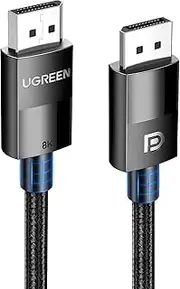 UGREEN Displayport 1.4 VESA Certified Cable 2M, 8k DP to DP Nylon Braided (8K@60Hz, 4K@144Hz and 1080P@240Hz) Support 32.4Gbps HDR HDCP Gaming Monitor Cord for Laptop PC TV