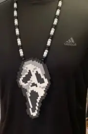 NEW Ghost Face Scream Kandi Perler Necklace EDM EDC Fest Rave Dance