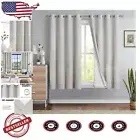 Natural Rustic Linen Blackout Curtains 63"L x 54"W - 2 Panels Grommet Drapes