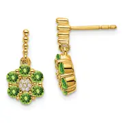 14k Yellow Gold Peridot and Real Diamond Earrings