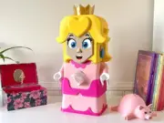 Princess Peach tissue box holder dispenser, desk decoration, weighted & posable