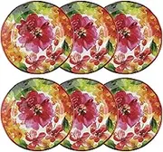UPware 6-Piece Pink Floral 9 Inch Melamine Serving Plates/Salad Plates