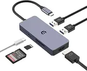 OOTDAY USB C Hub, 6 in 1 LAN Adapter USB C for Laptop, Chromebook, Surface Pro 8, USB C Splitter with SD/TF Card Reader, 100W PD, USB 3.0, 4K HDMI