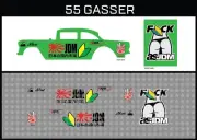 Hot Wheels (1/64), 55 Gasser "JDM" Waterslide, Printed White First, Decals