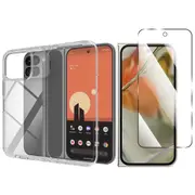For Google Pixel 9 Pro Fold Clear Case Shockproof Cover + Screen Protector