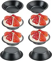 Aemygo 4 Inch Mini Pie Pans, 8 Pack Reusable Round Pie Tins Nonstick Pie Plate, Carbon Steel Mini Tart Pan, Small Cake Baking Set for Pizza Bread Meat Dessert,Black