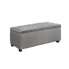 Artiss Storage Ottoman Blanket Box 97cm Light Grey Elegant Faux Linen Fabric NEW