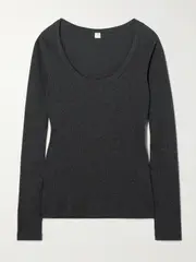 [TOTEME] TOTEME - Ribbed Stretch Organic Cotton-jersey Top - Gray - x large x large Gray