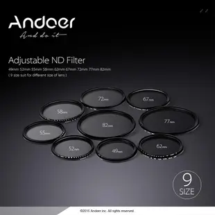 Andoer 58mm可調ND減光鏡 中灰鏡ND2-400