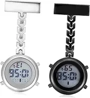 [TOVINANNA] 2 Pcs Nurse Brooch Pocket Watch Clip- on Clip on Pocket Watch Nurse Watch Clip Hanging Doctor Fob Watch Women Watches Nurses Clock Nurse Badge Watch Silver Stainless Steel