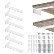 6 Pcs Shelf Brackets, 8" Long 3/16" Thick Shelving Brackets with 110 Lbs, White