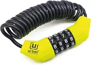 Urban UR446 Motorcycle Helmet Cable Lock, Bike Compact Bicycle Saddle Lock Rolling Steel Cable with Combination Code, Lightweight 4 Digit Anti Theft Portable Extendable Security Luggage 150cm/4,9ft