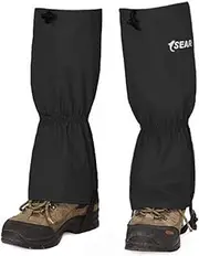 zolyet 1 Pa Tear- High Leg Gaiters Rain Snow Boot LegCovers - Breathable Adjustable Portable Lightweight Ox Cloth- for Hiking Backpacking Desert Camping Cycling (Black)