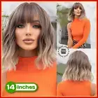 ✅ Short Wavy Bob Wigs for Woman Natural Synthetic Hair Wigs with Bangs Cosplay