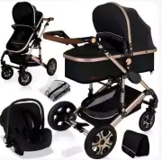 Newborn Infant Toddler Baby Pram Folding Convertible Baby Stroller With Cradle