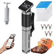 Sous Vide Machine, 1300W Sous Vide Cooker with APP, LED Temperature Time Display, Cooker Immersion Circulator with Extractor Pump, Sealed Bag, Clip, 360° Fast Heat Circulation, Quiet