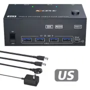 KVM Switch 3 Monitors 2 Computers 8K@60Hz 4K@144Hz Displayport + 2 HDMI USB 3.0