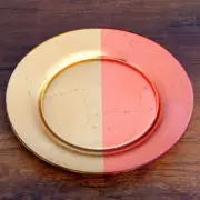 GILT MEZZO Set/4 Gold/Rose Dinner Plates Handmade Hand-Gilded