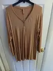 Skims Extra Long Sleeve Henley Shirt Top Womens Size 2XL Ochre Rayon Stretch G63