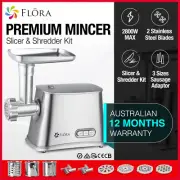 Flora Max 2800W Electric Meat Mincer Sausage Kibbeh Maker Slicer Shredder Kit`