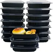 Tabergpak 120 Pieces Black Meal Prep Containers Reusable 1 Compartment To Go Food Storage Containers with Lids, Plastic Food Tray lunchable Container,Microwave & Freezer & Dishwasher Safe