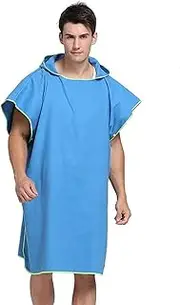 SHTFFW Microfiber Surf Beach Wetsuit Changing Towel Bath Robe Poncho with Hood -One Size Fit All