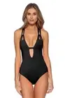 Becca by Rebecca Virtue Color Code Skylar Loop Plunge One-Piece Black Size M