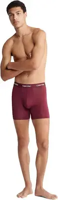 Calvin Klein Men's Ultra Soft Modern Modal Boxer Brief, Burgundy, Size Large