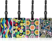 [Lilibuty] Luggage Tags 4Pcs Rubber Baggage Handbag Travel Suitcase Tags Luggage Tag Holders with Name ID Card for Suitcases,Privacy Protection Bag Tags Travel Essentials,Fully Bendable Tags with Labels