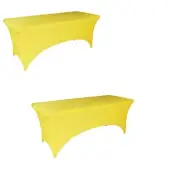 2pcs 6FT Yellow Spandex Polyester Tablecloth, 72" x 30" Rectangular, Fitted S...