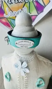New Tiffany & Co Narrow T Blue Leather Bracelet, S/M