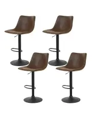 [Artiss] Vintage Leather Swivel Gas Lift Bar Stools in Brown