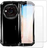 2 Pack Tempered Glass + TPU Phone Case Combo Compatible with Doogee S118 Pro 5G, Shockproof Protective Cover and Screen Protector Set (Black)