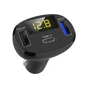 Portable 3-Ports PC+ABS USB PD Type-C Phone Car Charger Adapter For iOS/Android
