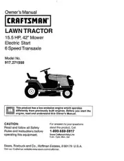 Owner’s Manual Sears Craftsman 15.5 HP Lawn Tractor 42” Mower - Model 917.271550