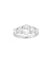 Glaze Jewelry Silver CZ Oval Engagement Cocktail Ring