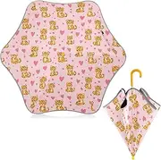 [Caihoyu] Children's Rain Umbrella with Reflective Strip Travel Umbrellas with Pinch-Proof Closure and Easy-Grip Hook Handle for Boys Girls